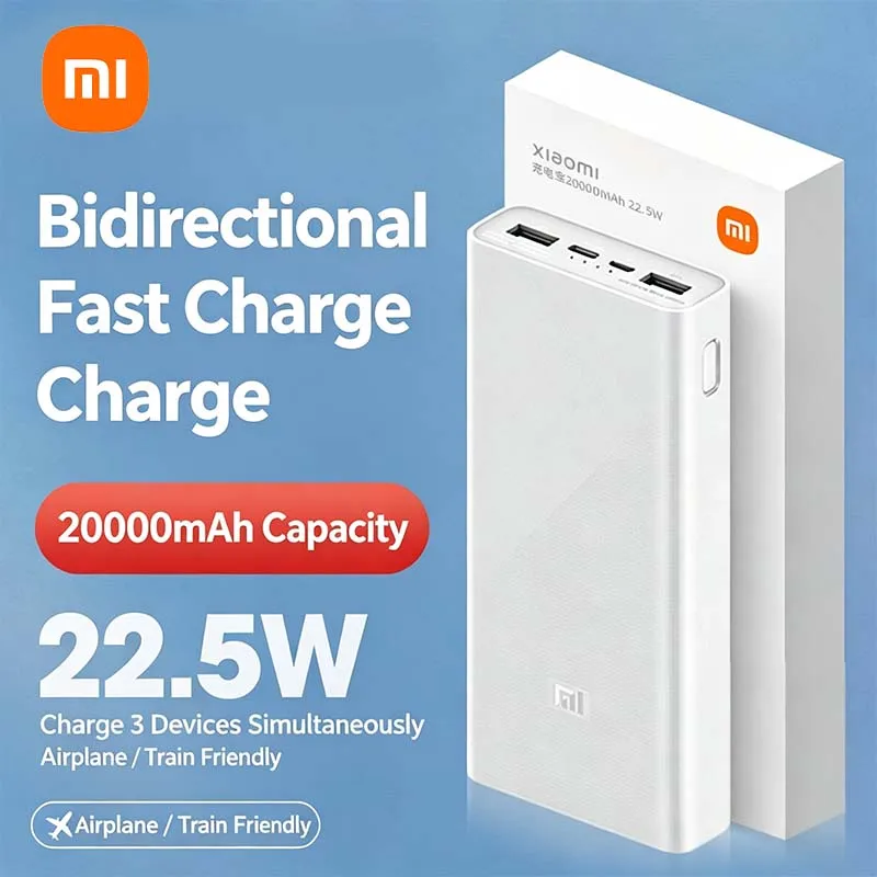 Xiaomi 20000mAh Large Capacity Portable External Battery Power Bank with Fast Charging,CCC Certification Compatible with iPhone