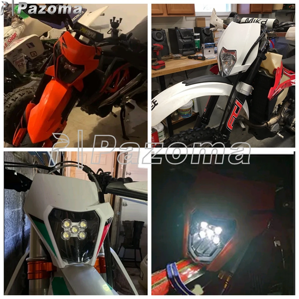 Dirt Bike Led Headlight Fairing For 300 450 500 EXC US AU BR EU Six Days TPI Factory Edition 690 SMC R EU US Head Lamp Plate E8