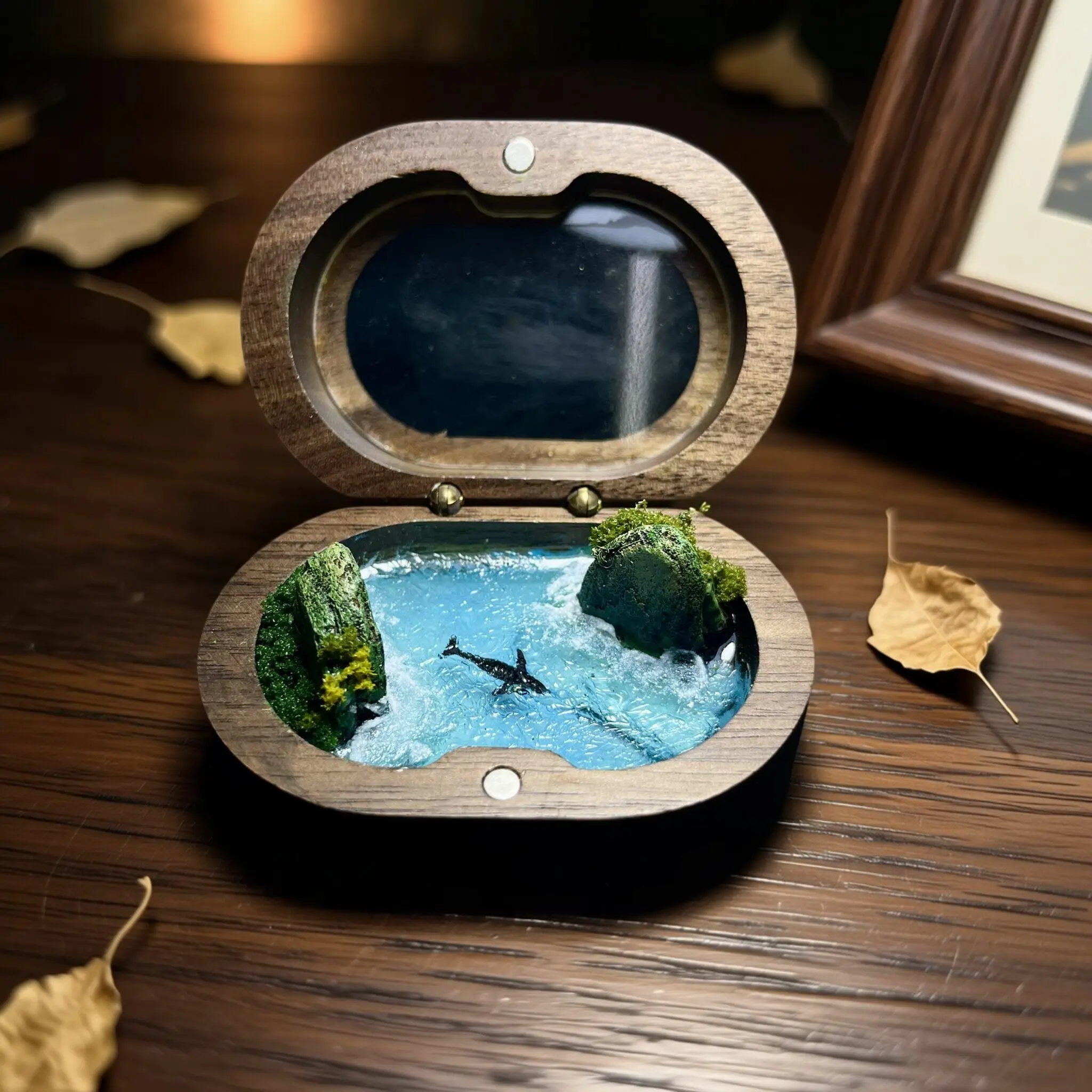 Handmade Island Whale Black Walnut Landscape Ornament Home Decoration Crafts Exquisite Gifts