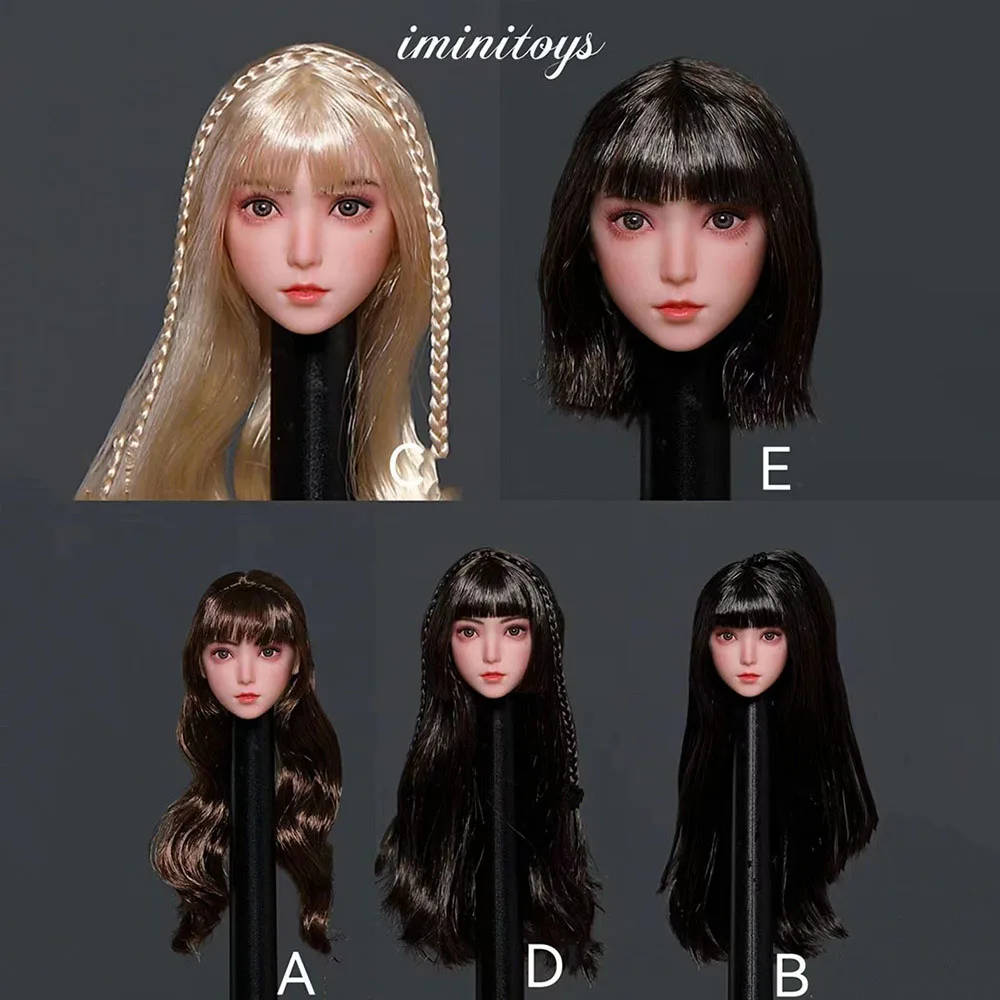 Iminitoys M014 1/6 Schaal Vrouwelijke Soldaat Anime Meisje Lolita Head Sculpt Carving Model Fit 12 Inches Action Figures Naadloze Lichaam