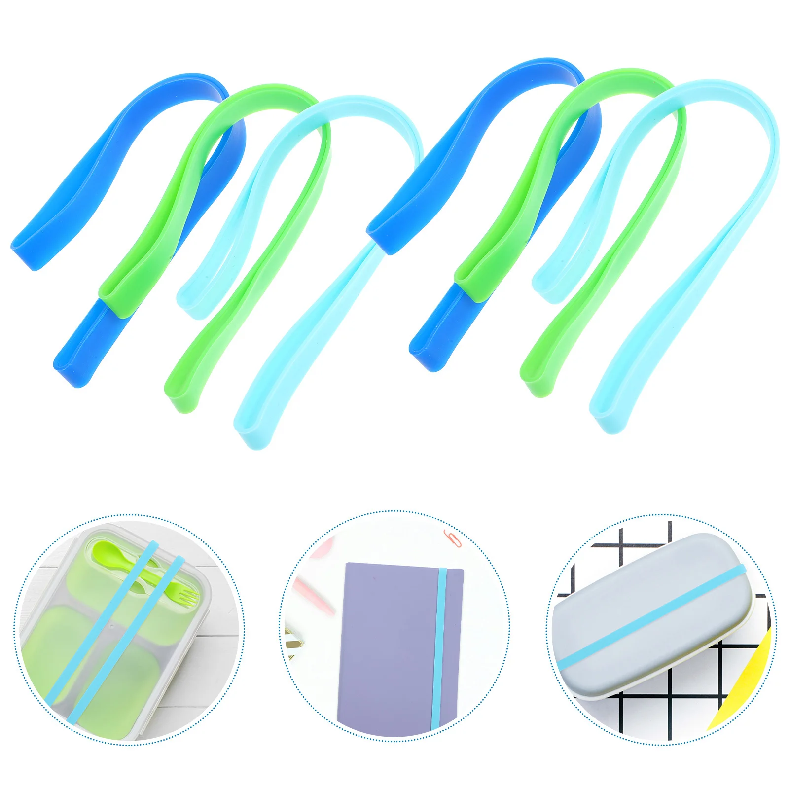 

12Pcs Flat Silicone Elastic Bands 20Cm Strong Rubber Wrapping Straps for Lunch Box Book Notebook Folder Bento Accessories