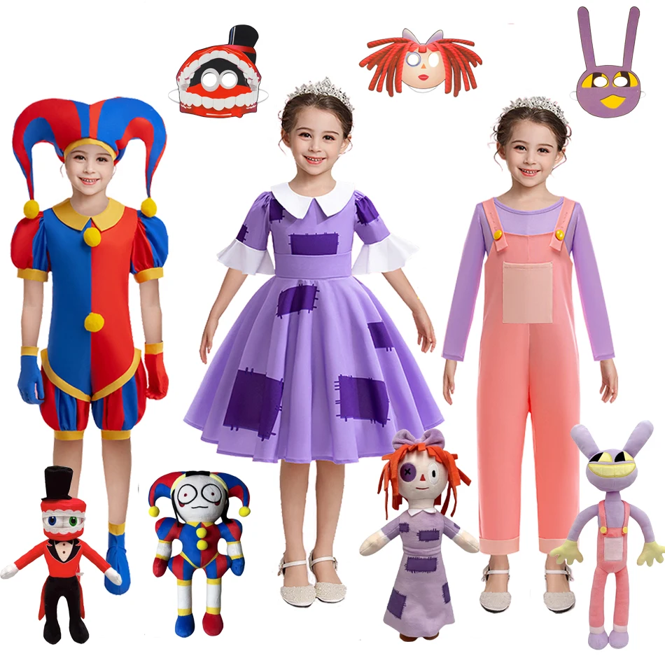 

The Amazing Digital Circus Cosplay Costume Halloween Suit for Kids Pomni Jax Role-playing Clothes Novelty Clothing