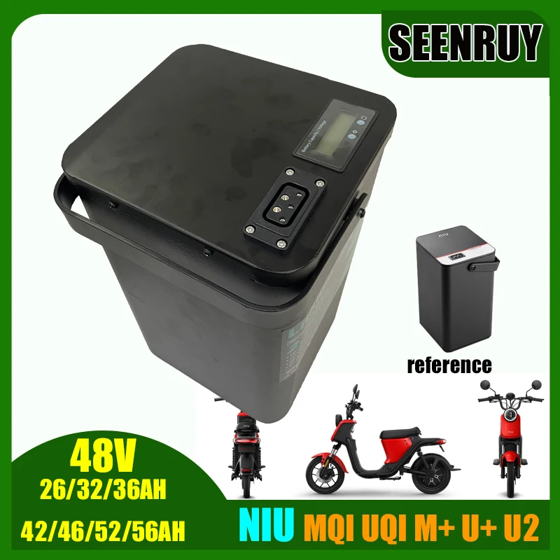 

NIU MQI UQI U2 M+ U+ 48V 26AH 32AH 36AH 42AH 46AH 52AH 56AH литиевая батарея с BMS 80A Bluetooth для электромобиля, скутера