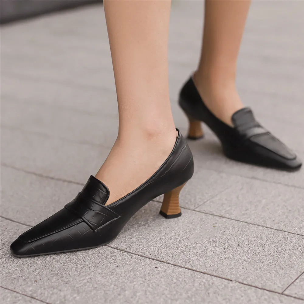 Women\'s Shoes Pumps New Brand 2024 Retro High Heels Yellow Black Purple Brown Dress Office Work Lady Shoes Big Size 32-48