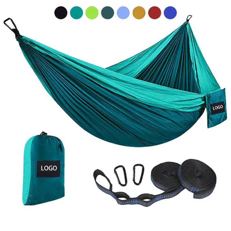 

Custom Parachute Fabric Outdoor 210T Nylon Double Single Portable Hammocks Camping Hammock For Outdoor Travel Hiking