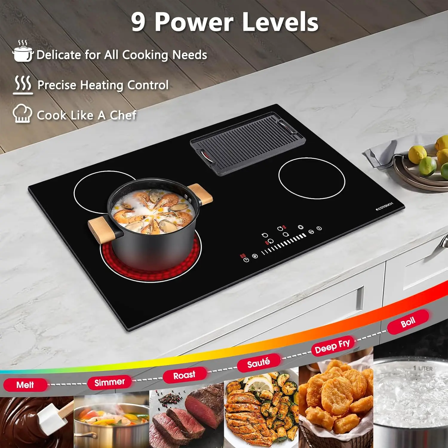 Electric Cooktop 30 inch Built-in Electric Cooktop 4 Burner Stove Top Radiant Electric Cooktop Stovetop with Kid Safety Lock