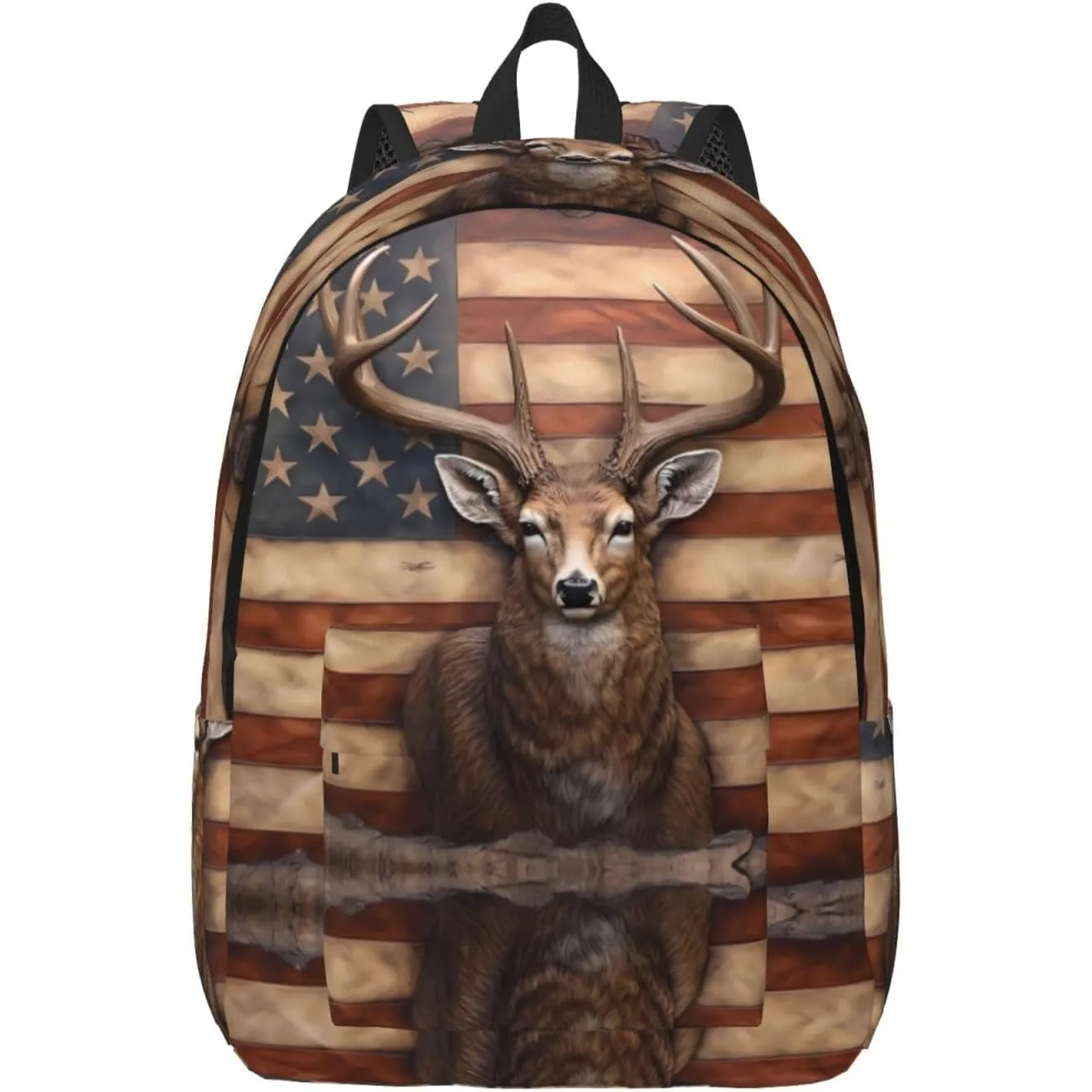 

Travel Laptop Backpack - Deer American Flag Wall Computer Canvas Backpack Bag with Adjustable Straps