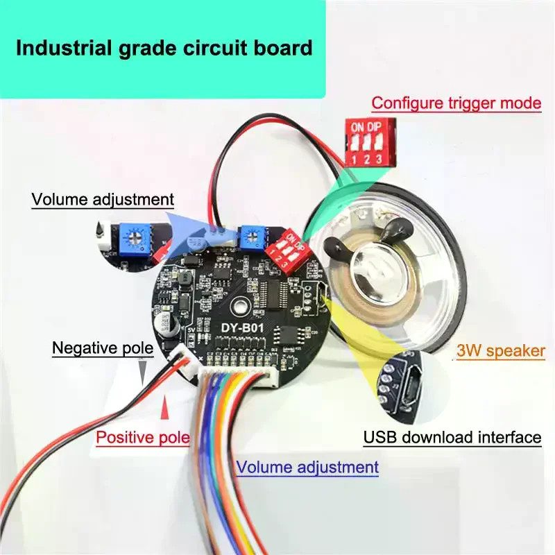 DC 5V/6-35V Voice Prompt Device 9 Way Triggered MP3 Player Audio Module Customizable Voice Access Control Security Alarm Speaker