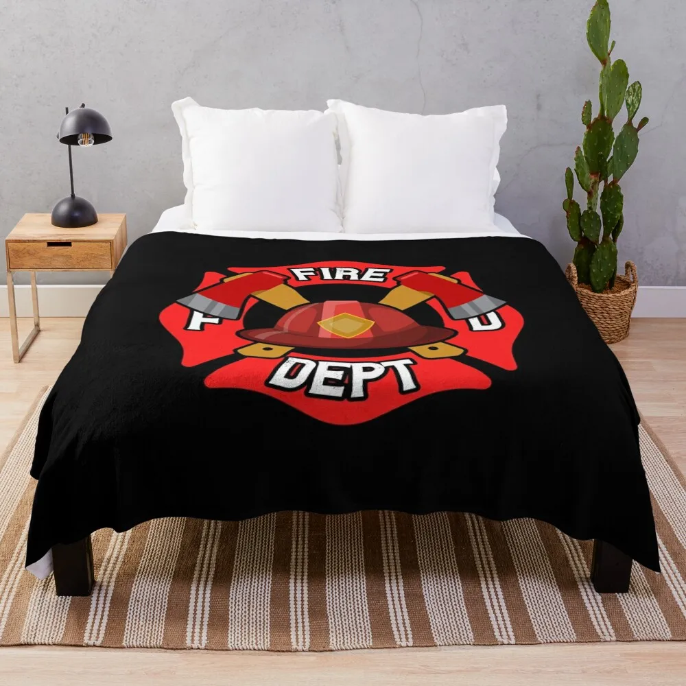 

Fire Department Badge USA Throw Blanket Furry Blanket Decorative Throw Blanket