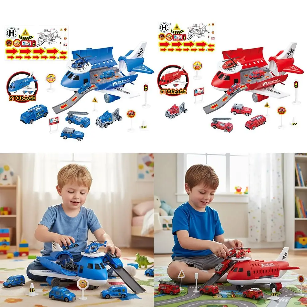 Rosso Blu Inerzia Rail Aereo di Plastica Casuale Auto Simulazione Modello di Aereo Deformabile Pista Elicottero Inerzia Auto Modello di Aereo