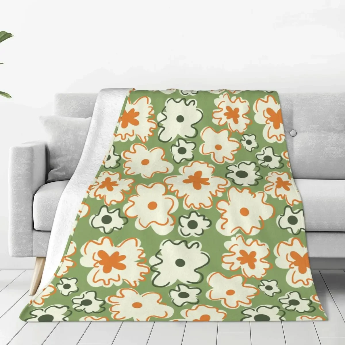 

Floral Flannel Blanket Flowers, plants, fruits Throw Blanket for Sofa Bedding Lounge 150*125cm Bedspreads