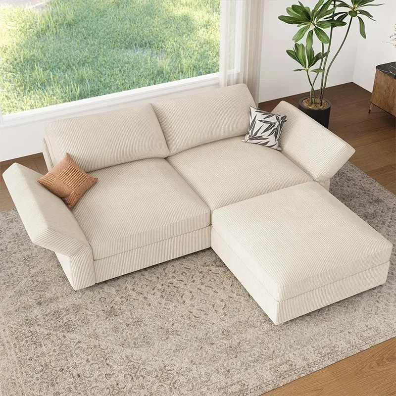#Stain-resistant 3 Seater Cloud Cozy Lounge Couches Storage Sofas With Removable Washable Cover And Ottoman