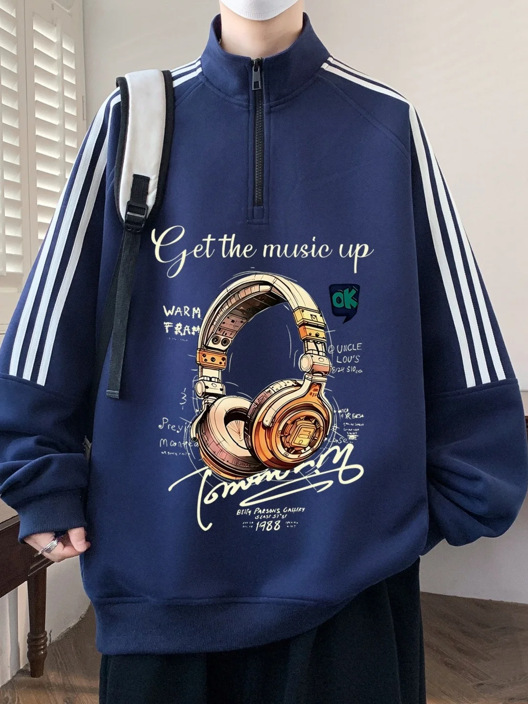 

Loose Fit Hoodie Sweatirt with Zipper Casual Sle Long Sve Overhead Stand Collar Men's Jaet Breathable Comfortable Co...
