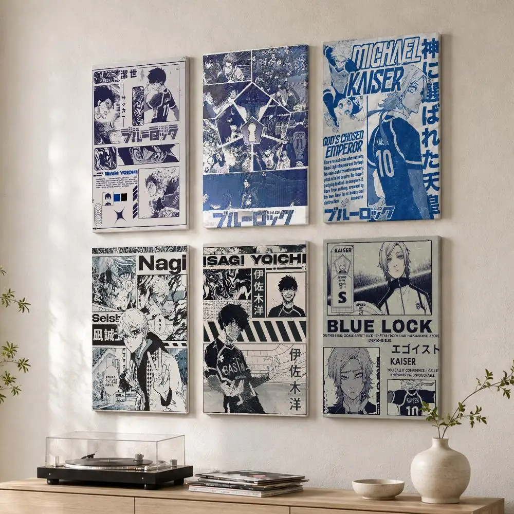 Japanese Anime B-Blue Lock Framed Wall Painting Wood Framed Wall Art Print For Bedroom Living Room Hallway Office Home Decor