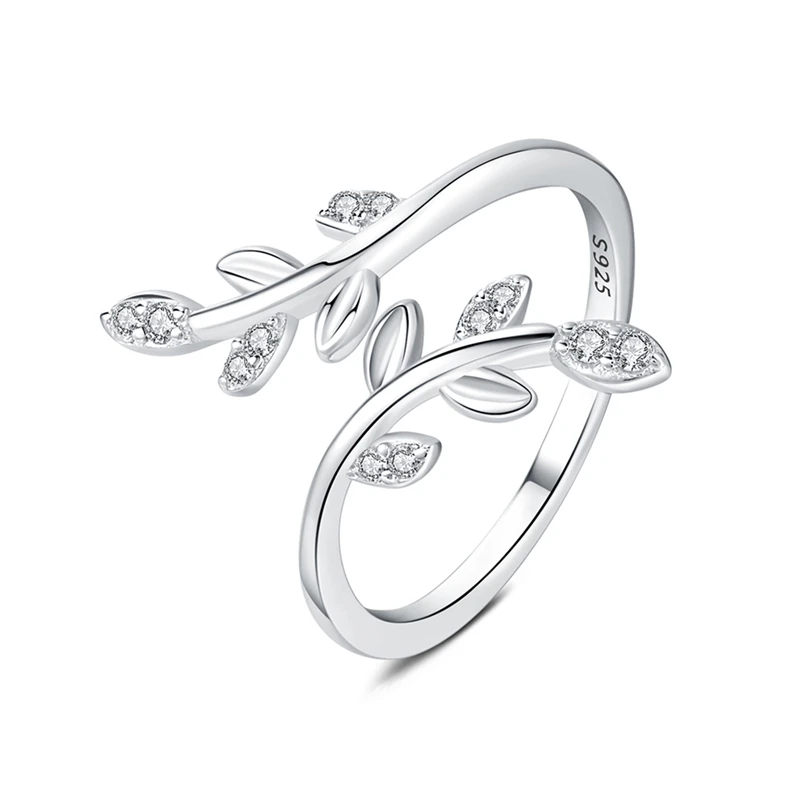 925 Sterling Silver Rings New Party Jewelry Vintage Charm Olive leaf ring flower plant Nail Design Accessories Gift Dropship