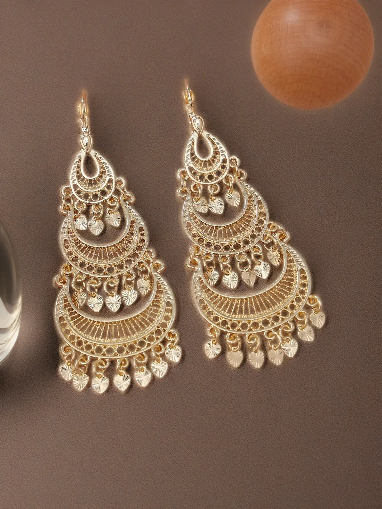 Quasten-Design, hohle Ohrringe, Anhänger, marokkanische Damenmode-Ohrringe, Hochzeitsbankett-Accessoires – Detail 1