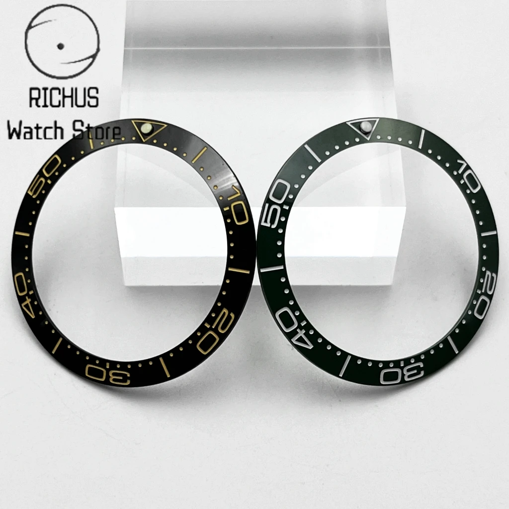 38 مللي متر * 30.6 مللي متر إكسسوارات ساعة بإطار سيراميك أسود/أزرق/أخضر عالي الجودة