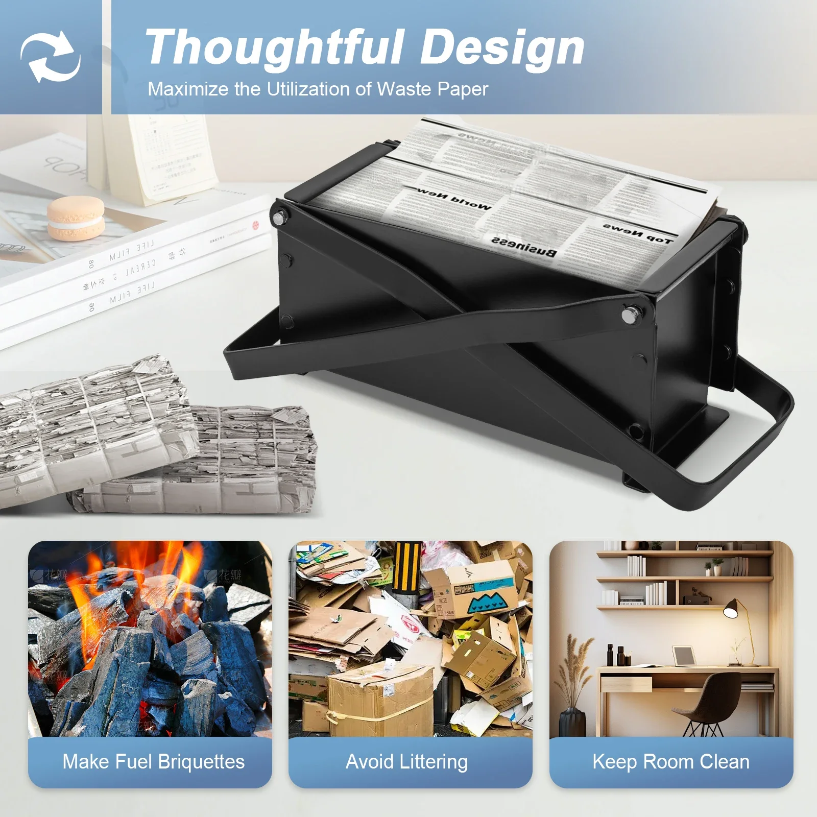 صانع فحم حجري من الطوب الورقي، آلة ضغط تكتل الصحف، سجل الورق، إعادة تدوير صديقة للبيئة خالية من الحرائق لتدفئة موقد النار