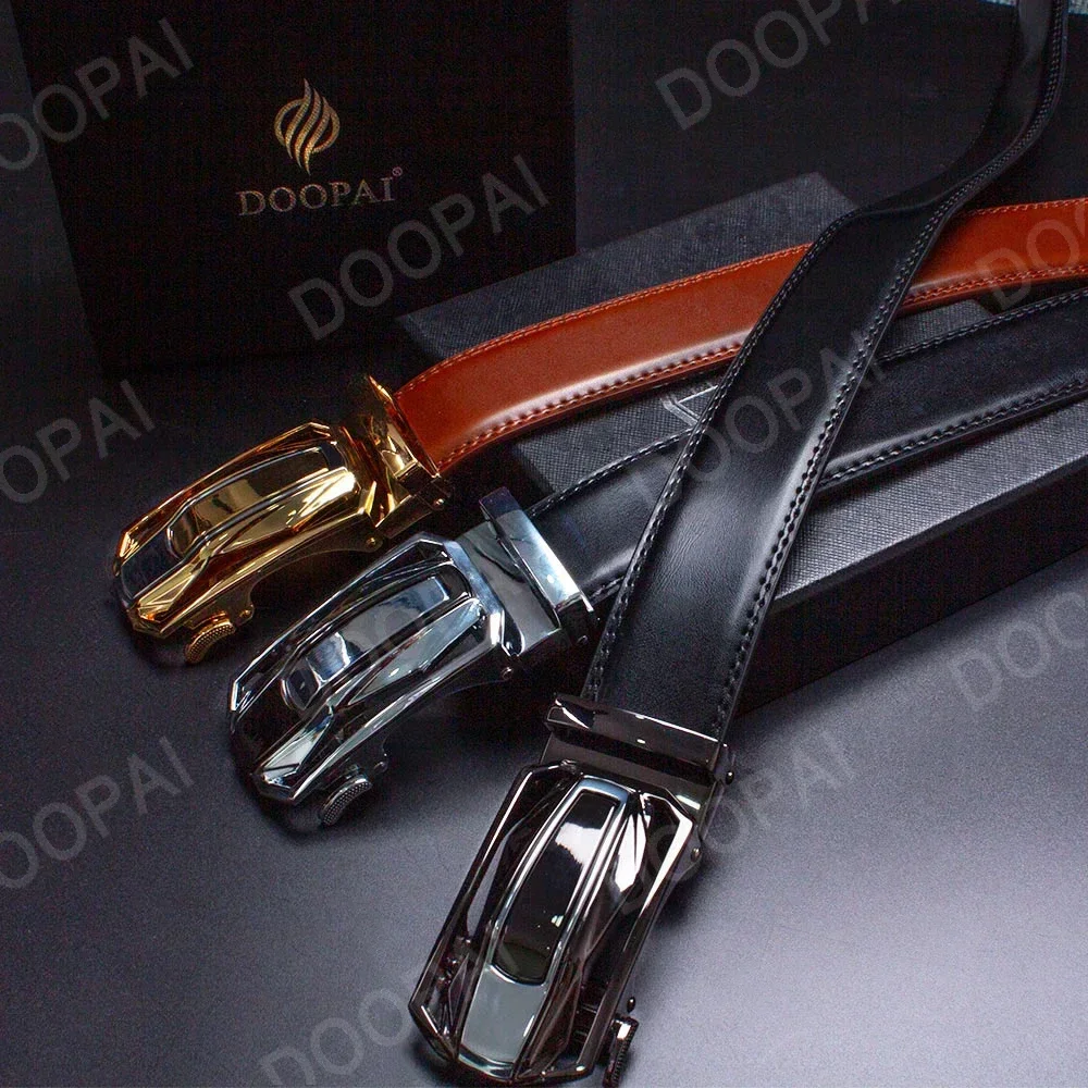 High Quality Plus Size Genuine Leather Belt Metal Alloy Automatic Buckle Brand Luxury Design Waist Belts for Men Strap Male