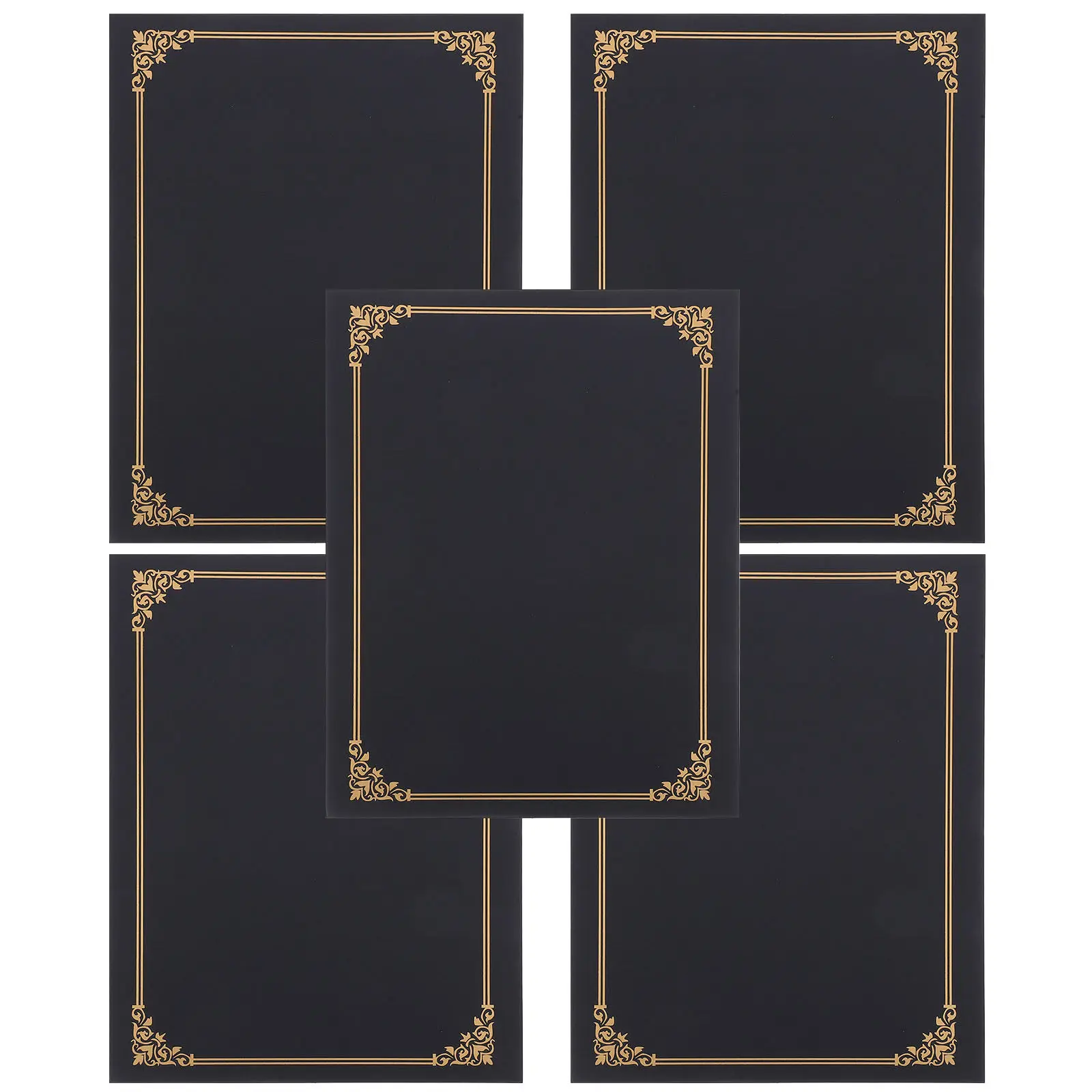 5Sets Certificate Folders Gold Foil Border Stylish Diploma Covers Protective Document Holder for Graduation Awards Commendation
