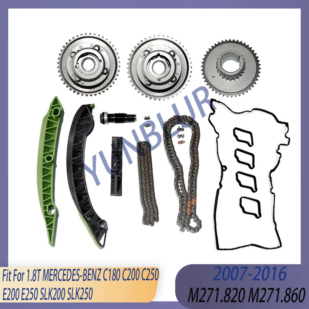Engine Timing Chain Kit Camshaft Adjuster VVT Fit 1.8 T M271 Gas 07-16 For MERCEDES-BENZ C180 C200 C250 E200 E250 SLK200 SLK250