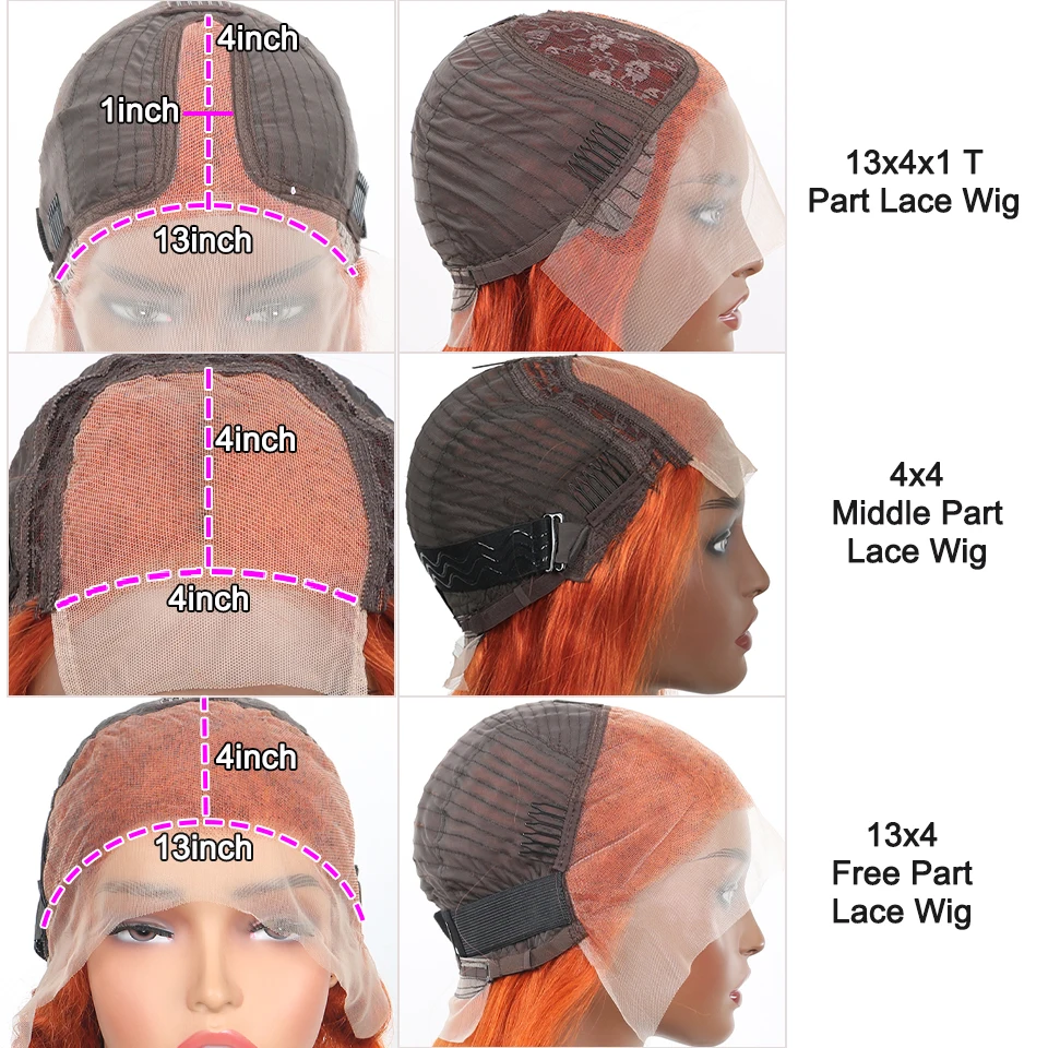 Ginger Bob Wig Human Hair 13x4 Lace Front Wigs 8-16 Inch 4x4 Short Straight Orange Ginger Bob Wigs Pre Plucked 180% Density view 6
