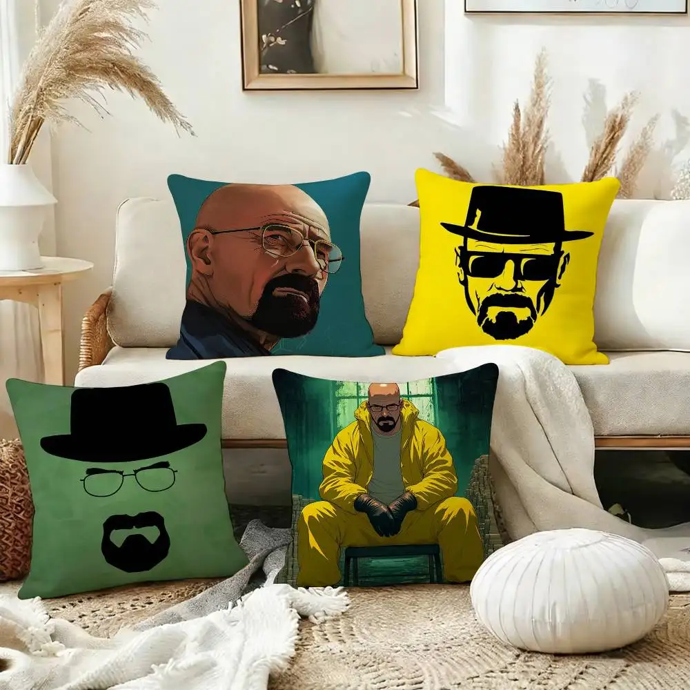 

B-Breaking Bad H-Heisenberg-es Square Double-Sided printed Pillow Case Bedroom Bedside Pillow Sofa Cushion Cover