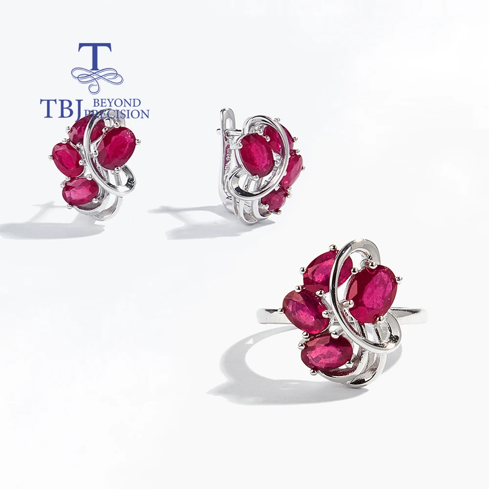 

Luxury FancyNatural Ruby Stunning Ring Earring set 925 Sterling Silver Luxury Jewelry for Women Anniversary & Party Gift