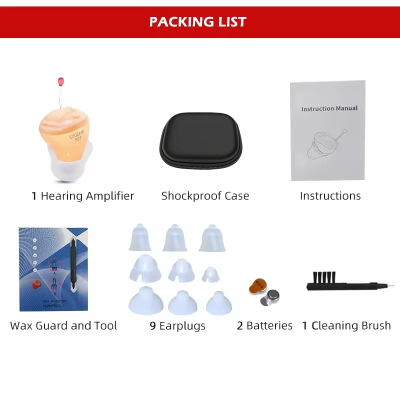 Hearing Aids Audifonos J25 Inner Ear SuperMINI Portable Sound Amplifier for Elderly/Deafness Invisible Hear Device Drop Shipping