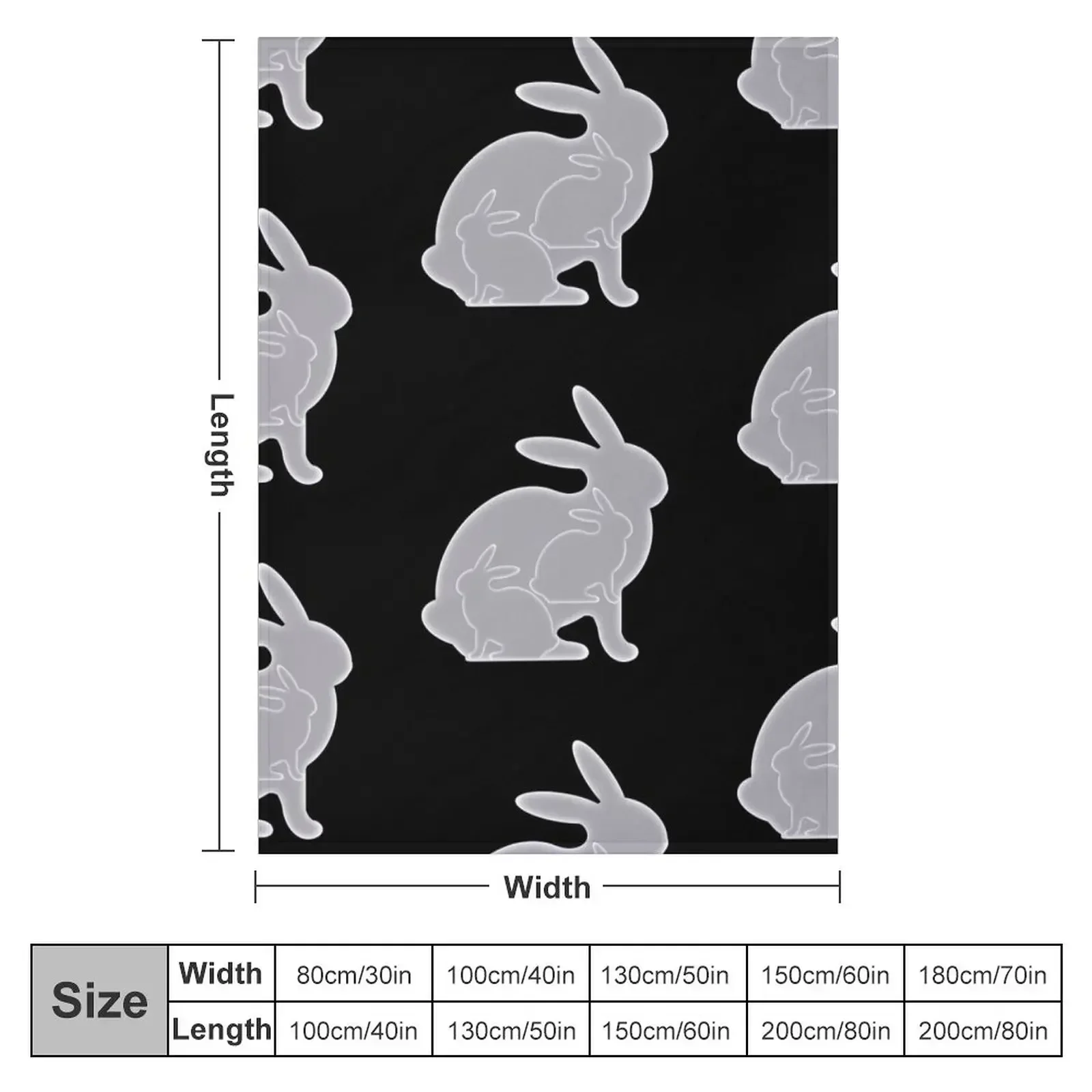 Black and White Rabbit Triads Throw Blanket Thermal valentine gift ideas Plush Blankets