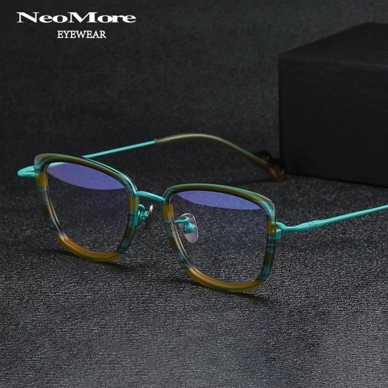 

Fashion Retro Titanium Glasses Acetate Fiber Cat Eye Prescription Eyewear Medical Myopia Optical Lenses Progressive Eyewear