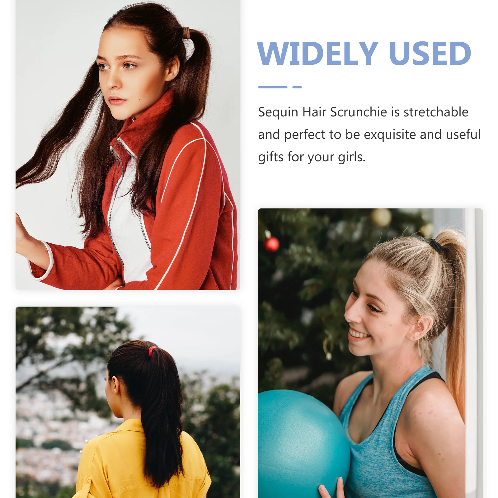 Sequin Hair Scrunchie Stretchy Ponytail Holders For Women Hair Accessories Bulk Elastic Ties For Party Daily Use