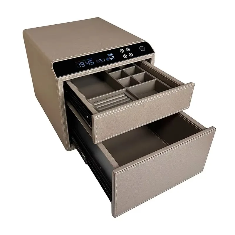 New Arrival Leather Fingerprint Drawer Safe Digital Biometric Jewelry Security for Home​