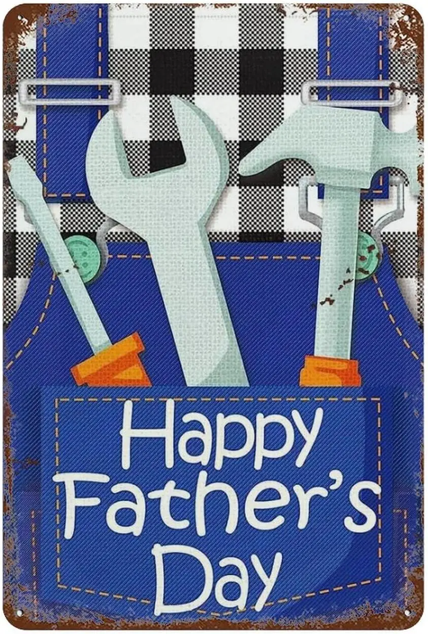 Retro Tin Sign Happy Father'S Day Daddy Papa Grandpa Father'S Day Tin Signs For Home Bedroom Wall Decor Gifts 8X12 Inch