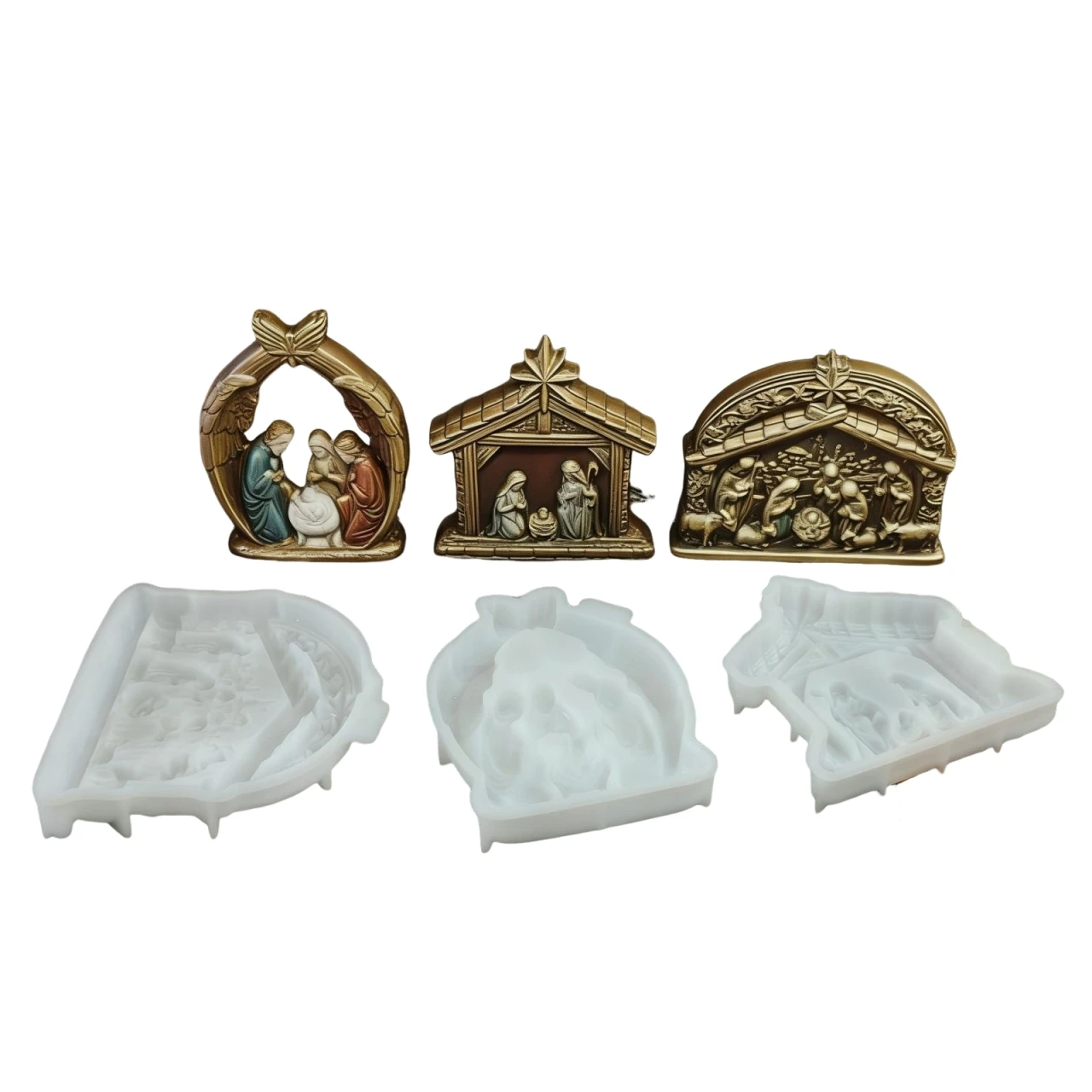 Plaster Mold Nativity Scene Holy Family Shape Silicone 3D Candle Mould Concrete Casting Form DIY Soap Making Tool Ornament