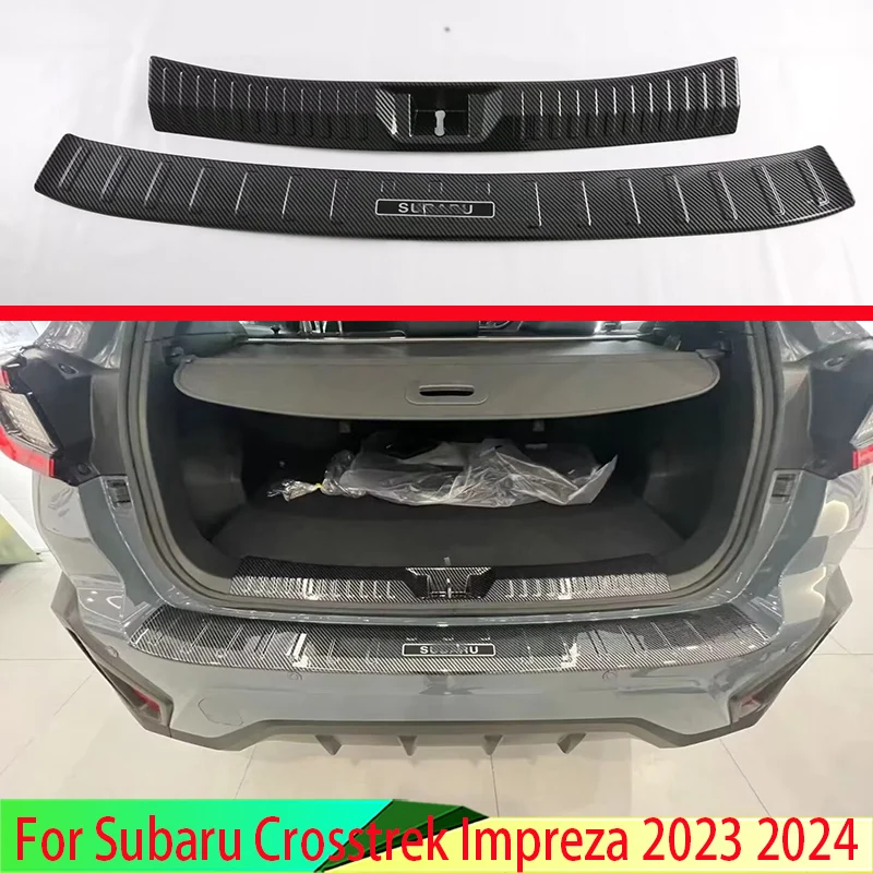 

For Subaru Crosstrek Impreza 2023 2024 Rear Bumper Protection Window Sill Outside Inside Trunks Decorative Plate Pedal