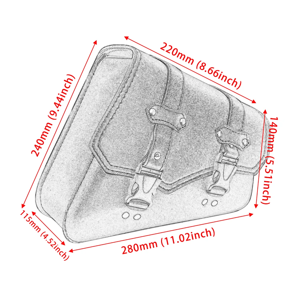 Universal Motorcycle Side Saddle Bags PU Leather SwingArm Tool Bag Plastic Buck Cafe Racer Luggage Bag For Cruiser Custom