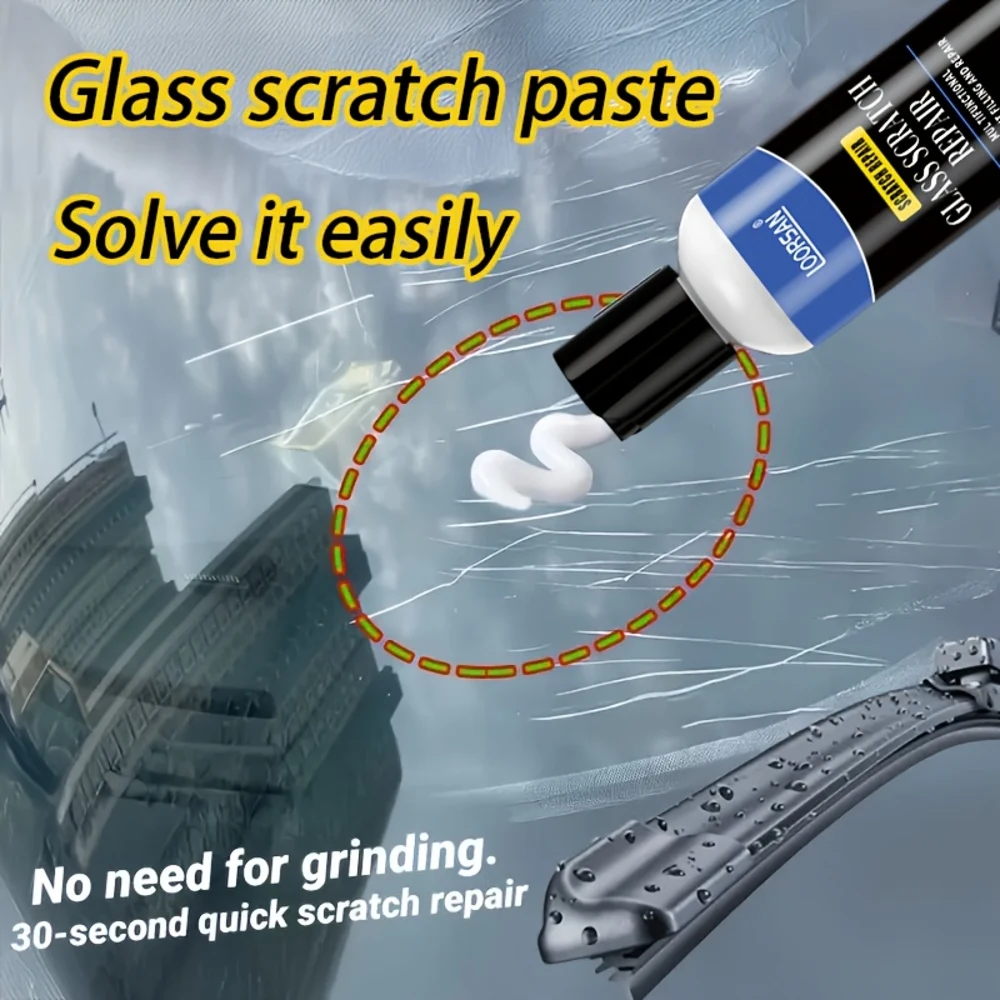 LOORSAN Glass Scratch Repair Wax - 30-Second Scratch Remover for Windshields, Windows, Glasses - No Grinding Required, Easy DIY