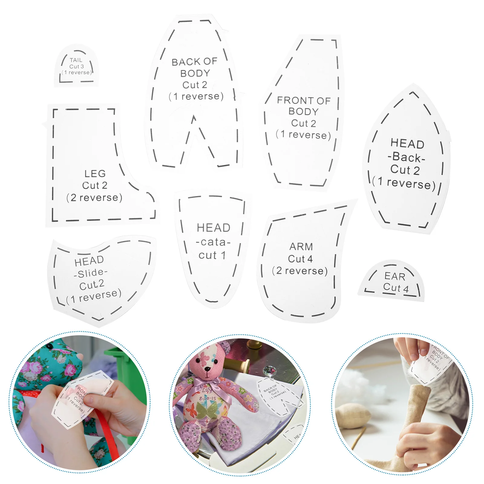 

10pcs Memory Bear Template Ruler Set Acrylic Quilting Sewing Patterns Beginners Stuffed Animal Tools Measuring Cutting Portable