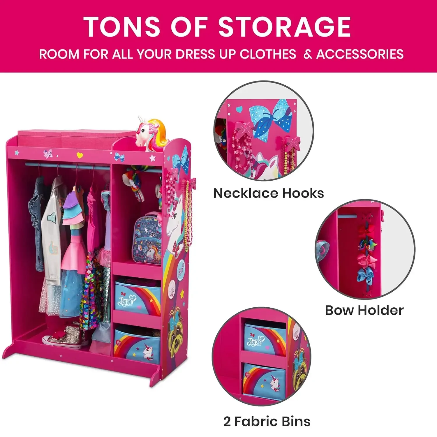 Dress and Play Boutique by Delta Children Pretend Play Costume Storage Wardrobe for Kids with Mirror & Shelves