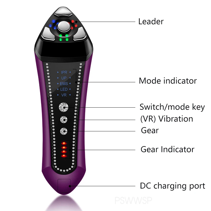 Micro Current Ion Import Skin Tightening Device EMS Face Lifting Beauty Instrument R F LED Photon Therapy Wrinkle Removal Tool