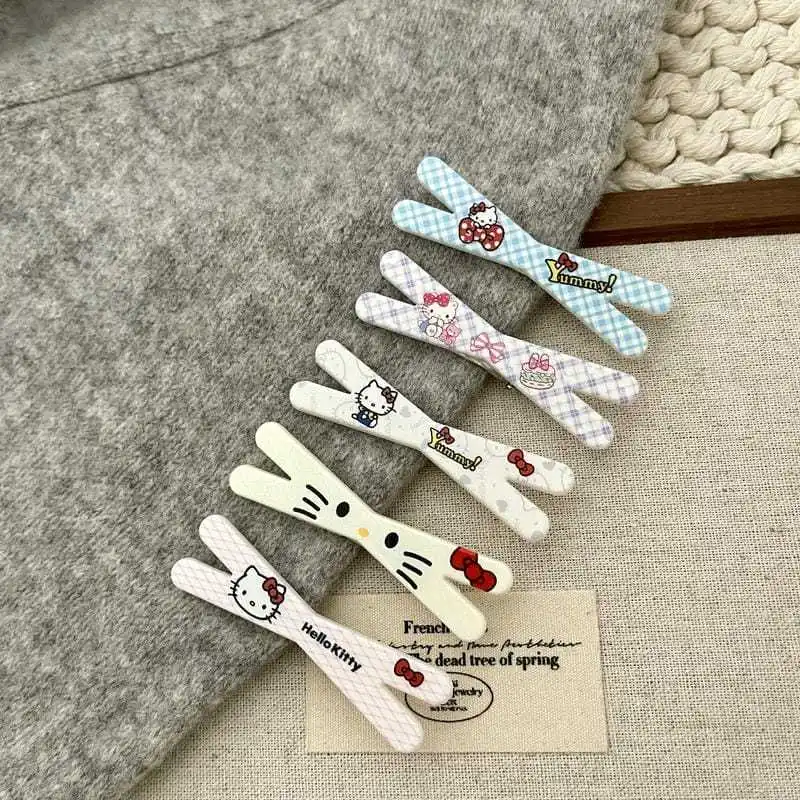 Cute Hello Kitty Hairpin Sweet Cartoon Cat Girl Heart Side Clip Hairpin Clip Girl Feeling Hairpin Headwear Student Wholesale