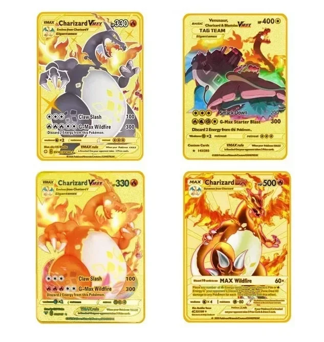 Pokemon rzadka metalowa karta kolekcjonerska Vmax Mega GX