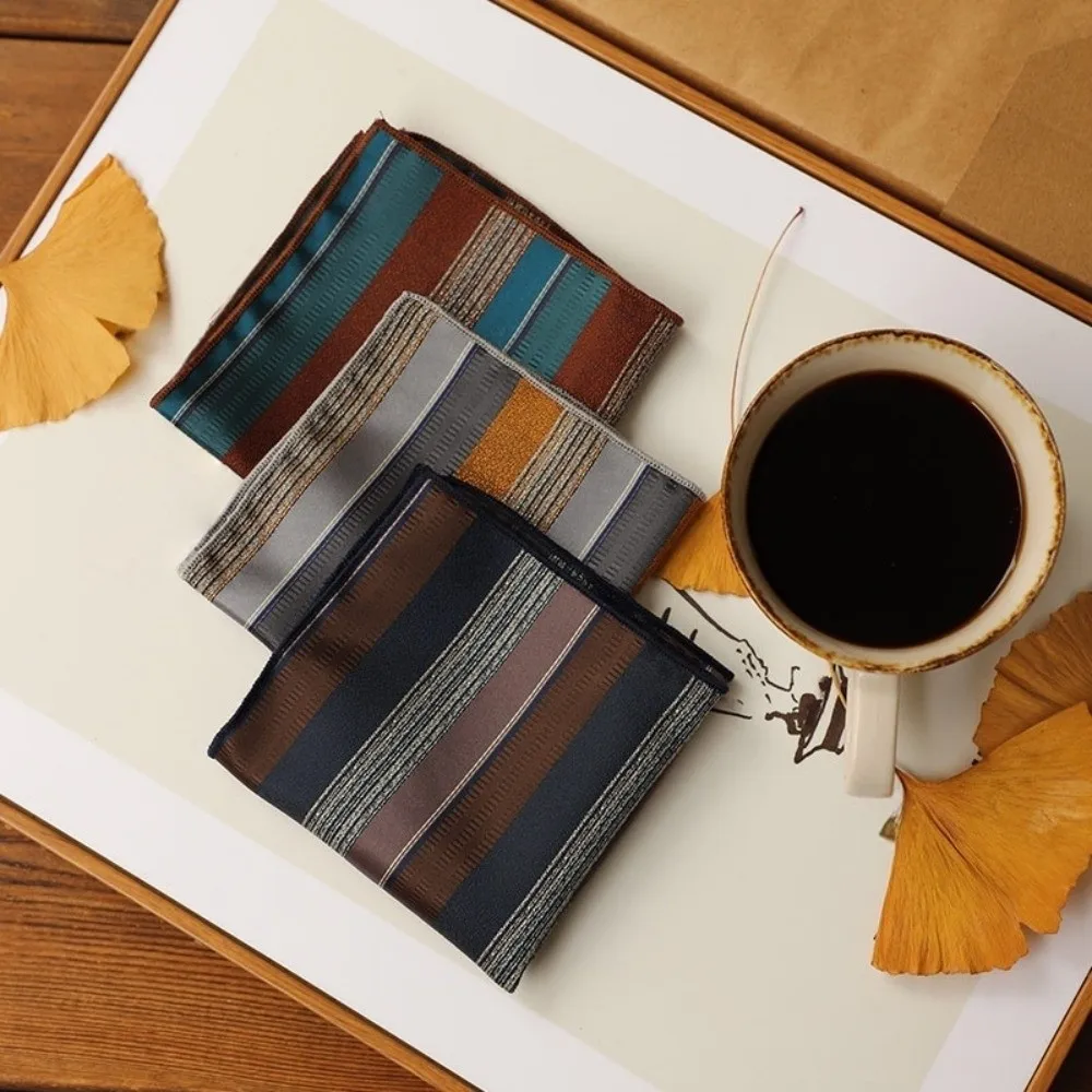 2-delige set mode 8 cm stropdas set smalle verstelbare gestreepte stropdassen zacht pak zakdoek pak pochet mannen formele kleding