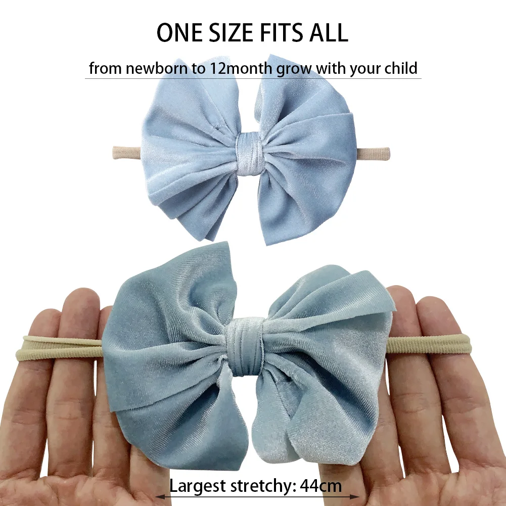 Sweet Korean Velvet Hair Scrunchies Solid Velour Elastic Nylon Bands for Baby Girl Fashion Bow Knot Headband Newborn Accessories