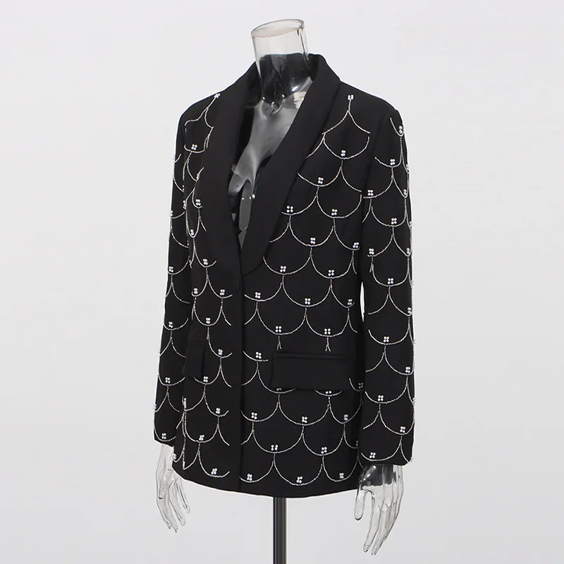 ZAMOR HIGH QUALITY European American Cross-Border Niche Design Blazer 2026 New V Neck One Button Scale Texture Jacket