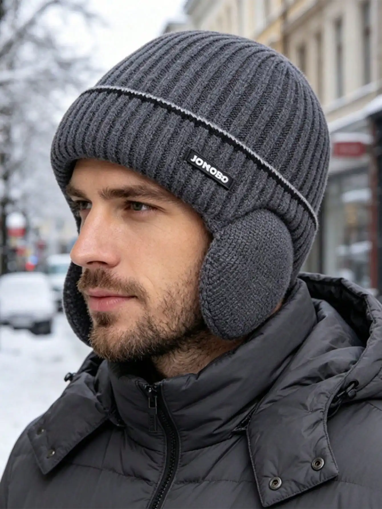 1pc Unisex Autumn/Winter Thermal Lined Earflap Knit Beanie, Warm Knitted Hat For Daily Outdoor, Travel, Cycling