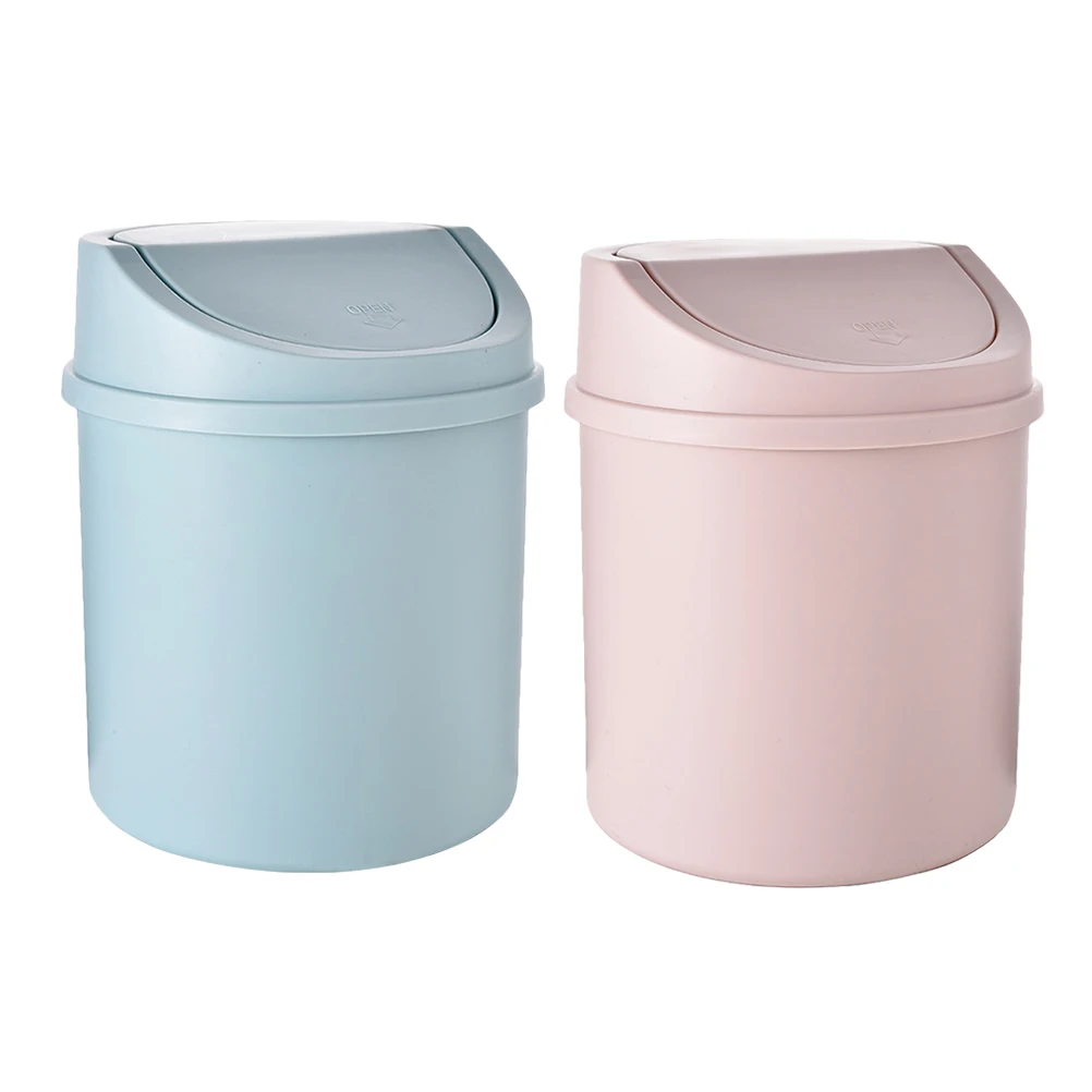 

2 Pcs Trash Can Lightweight PP Material Easy Open Desktop Garbage Container Household Car Office Storage Waste Bin Keeps Tidy