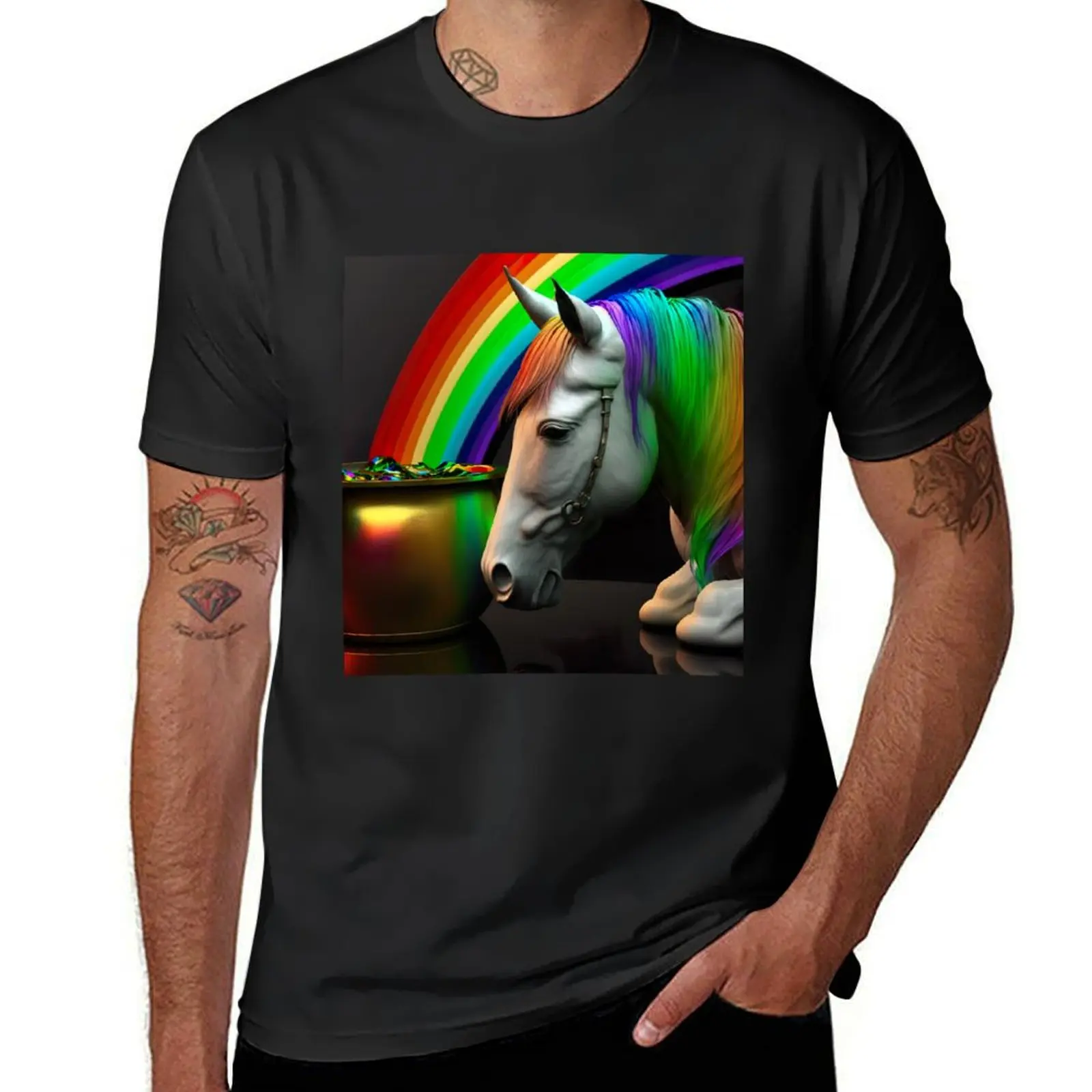 

St. Patty's Day Unicorn Rainbow Abstract Art T-Shirt shirts graphic tees hippie clothes men t shirts