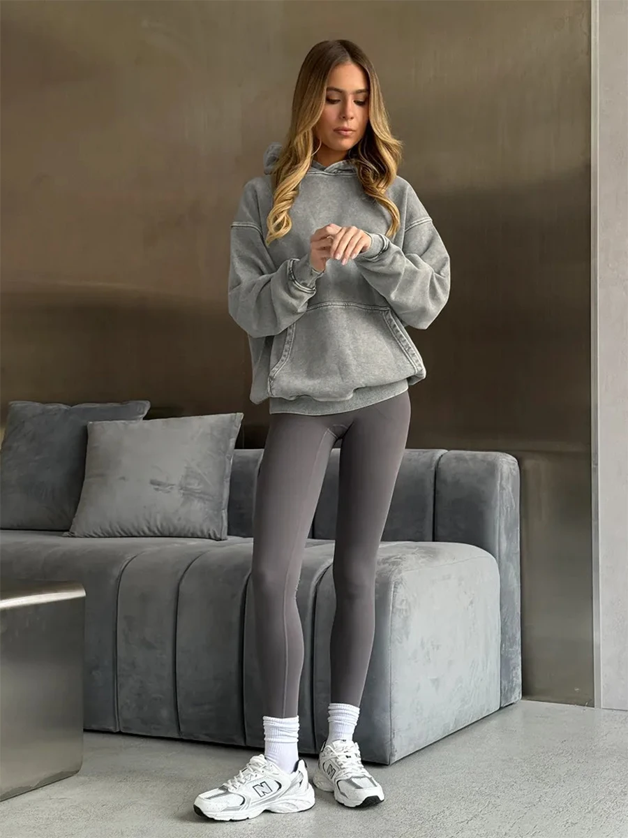 Wolfeel Women's Hooded Sweatshirt Set Long Sleeved Pullover Hooded Sweatshirt Loose Fit Casual Spring and Autumn Sportswear